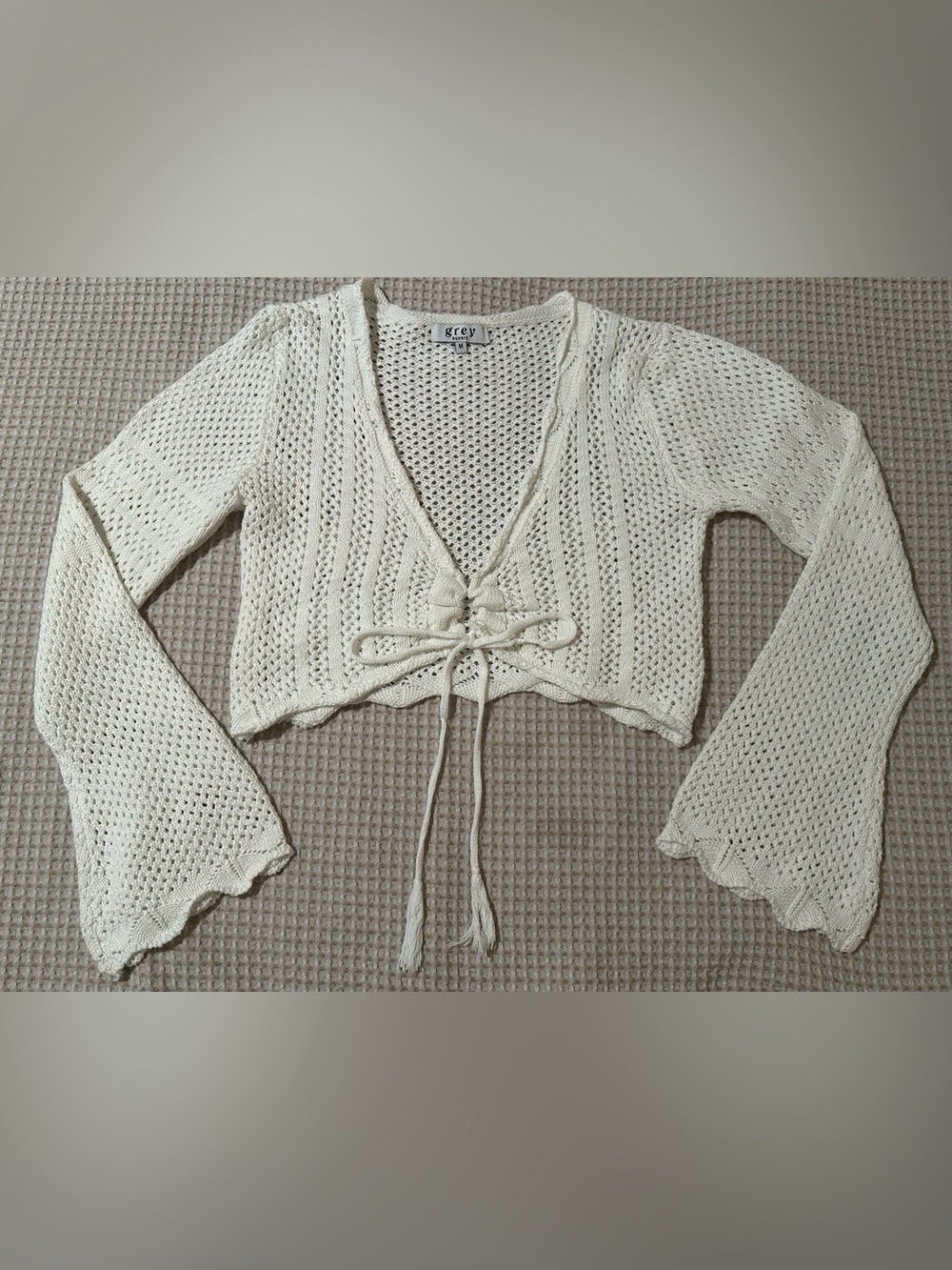 Grey Bandit Cream Open-Knit Cardigan